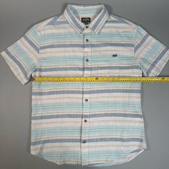 Billabong Button Up Mens Blue & White Plaid Shirt in Small - Picture 7 of 12